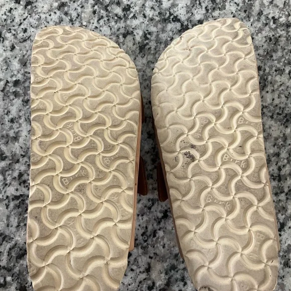 Birkenstock Brown Leather Double Buckle Sandals with Gold Buckles - Picture 7 of 9